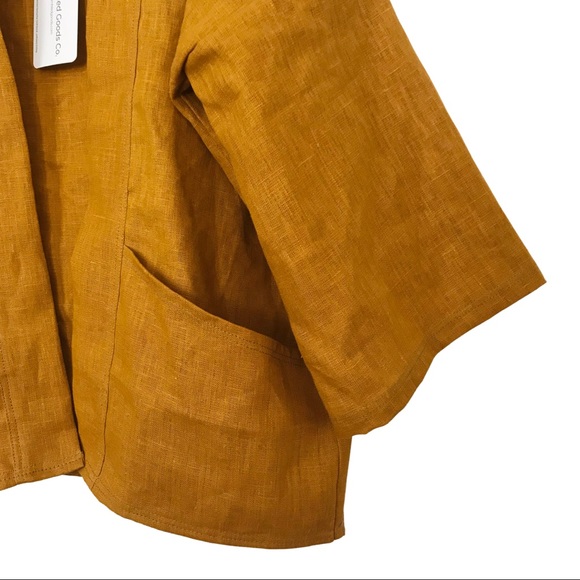 Gold Linen Kimono, Golden Yellow - Picture 3 of 8